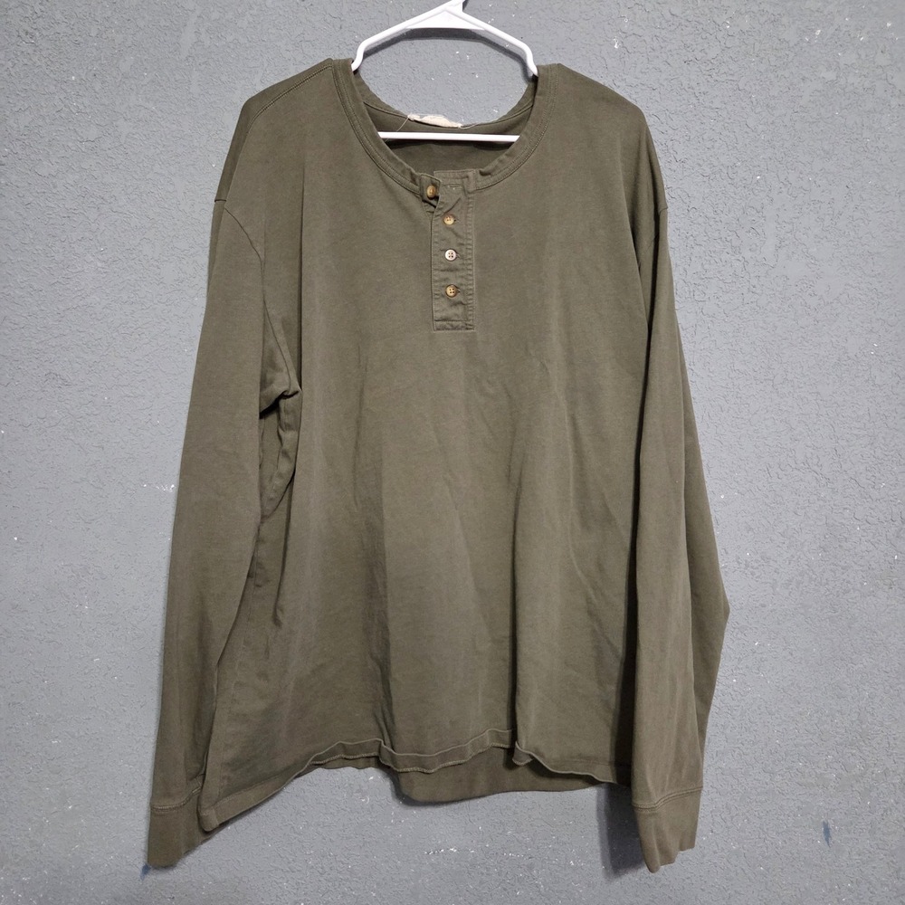 Schaefer Outfitter Mens XXL Henley heavy Shirt Long Sleeve Cotton Olive Green